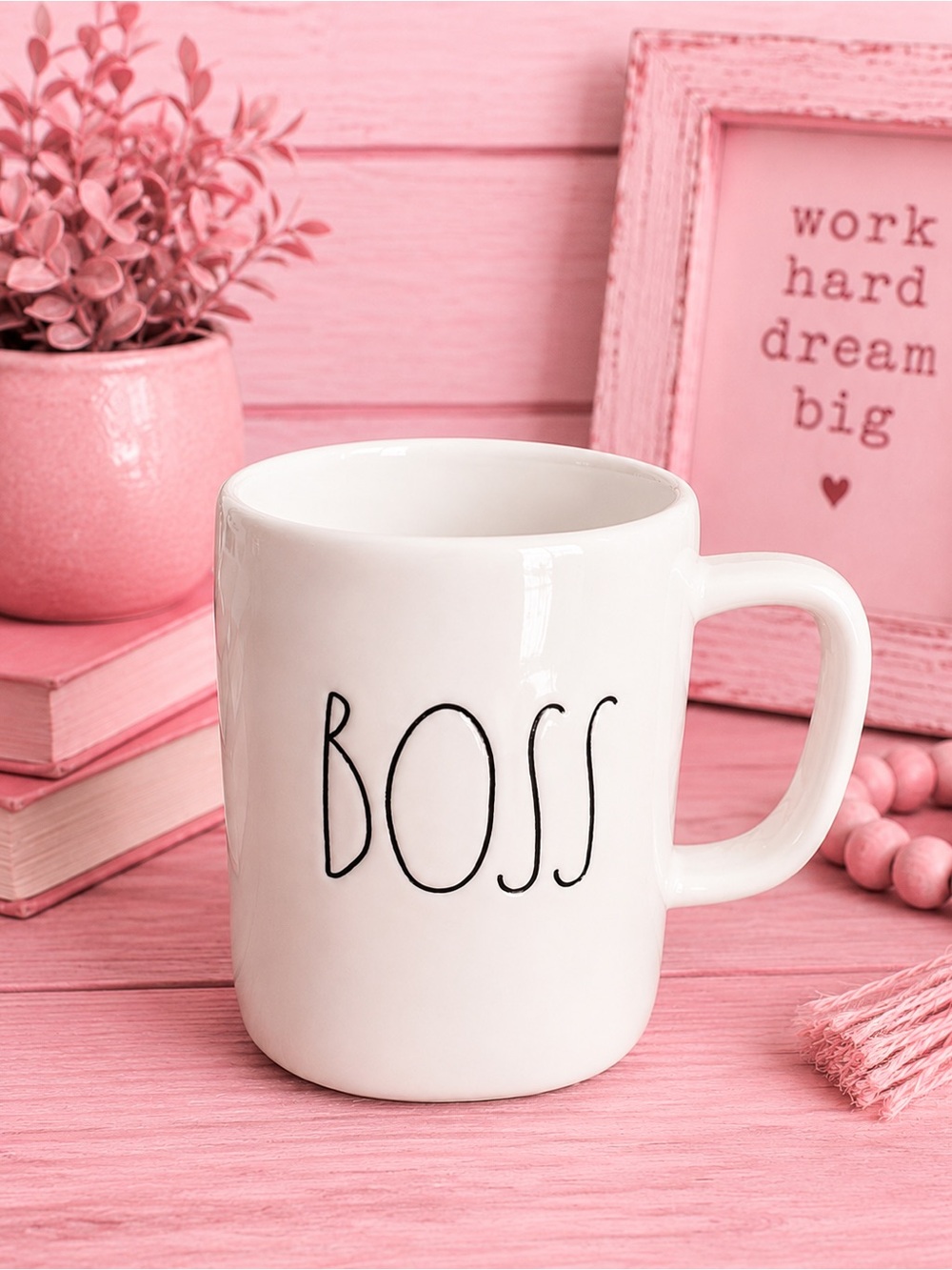 Rae Dunn White Ceramic Mug with Black Logo